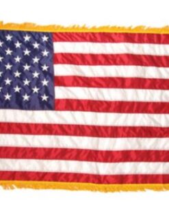 Colonial Nyl-Glo U.S. Flag with Fringe, Indoor American Nylon Flag with Pole Hem and Fringe, Indoor U.S Nylon Flag with Pole Hem and Fringe, Indoor/Parade American Flag with Pole Sleeve and Gold Fringe