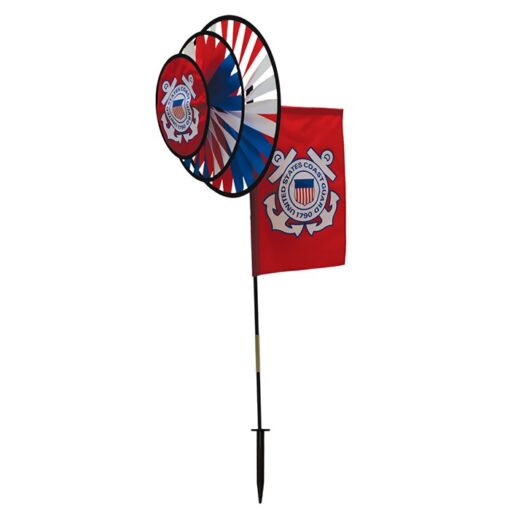 U.S. COAST GUARD DUAL SPINNER WHEELS WITH GARDEN FLAG