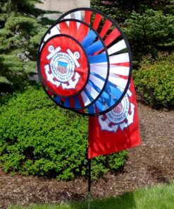 U.S. COAST GUARD DUAL SPINNER WHEELS WITH GARDEN FLAG