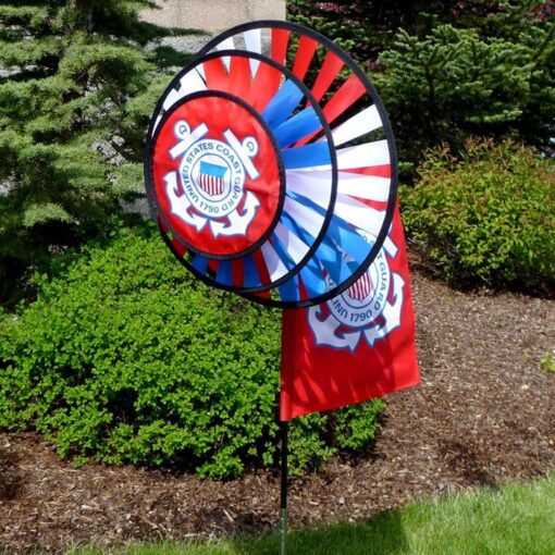 U.S. COAST GUARD DUAL SPINNER WHEELS WITH GARDEN FLAG