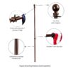 Bronze 5' Metal Flagpole, Extendable Metal House Flagpole Bronze, Bronze Extendable Metal House Flagpole, Bronze Metal House Flagpole