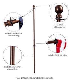 Bronze 5' Metal Flagpole, Extendable Metal House Flagpole Bronze, Bronze Extendable Metal House Flagpole, Bronze Metal House Flagpole