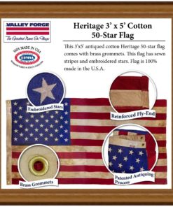 Antiqued Colonial 50-Star US American Flag