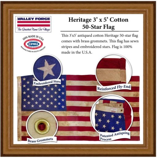 Antiqued Colonial 50-Star US American Flag