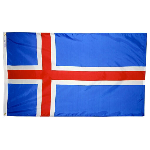 2 ft. X 3 ft. Nyl-Glo Iceland Flag, Iceland 2'x3' Nylon Flag, Perma-Nyl 2'x3' Nylon Iceland Flag