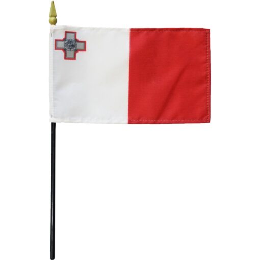 Malta 4"x6" Stick Flag, 4" x 6" Malta stick flag, Malta Miniature Flag, Malta Desktop Flag, Malta Classroom Flag