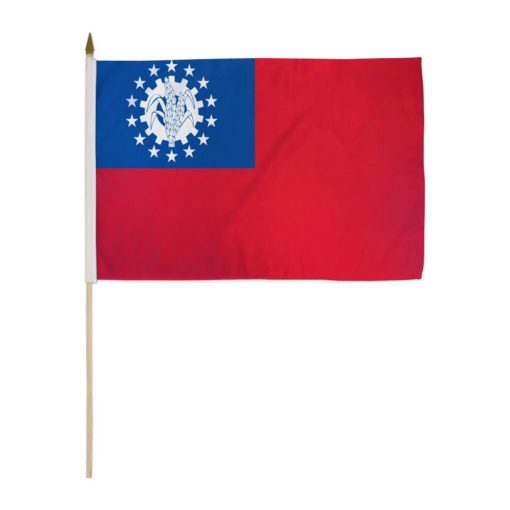 Myanmar (Burma) Old 12x18in Stick Flag