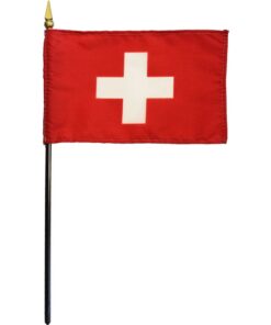 Switzerland 4"x6" Stick Flag, 4" x 6" Switzerland stick flag, Switzerland Miniature Flag, Switzerland Desktop Flag, Switzerland Classroom Flag