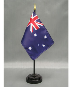 4 in. X 6 in. Australia Mounted on a 10 in. Black Staff with Gold Spear tip.