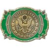 United States Army Symbol Emblem enhanced with green enamel Belt Buckle