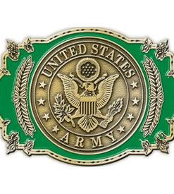 United States Army Symbol Emblem enhanced with green enamel Belt Buckle