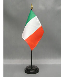 4 in. X 6 in. Ireland Mounted on a 10 in. Black Staff with Gold Spear tip, Ireland 4 in x 6 in World Stick Flag