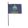 4 in. X 6 in. Kansas Mounted on a 10 in. Black Staff with Gold Spear tip