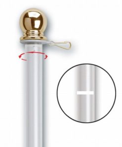 White Aluminum Spinning Flagpole 6' 2-Piece