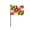 4 in. X 6 in. Maryland Mounted on a 10 in. Black Staff with Gold Spear tip