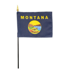 4 in. X 6 in. Montana Mounted on a 10 in. Black Staff with Gold Spear tip