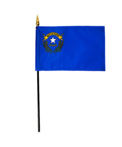 4 in. X 6 in. Nevada 4"x6" Stick Flag Mounted on a 10 in. Black Staff with Gold Spear tip