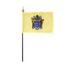 4 in. X 6 in. New Jersey Mounted on a 10 in. Black Staff with Gold Spear tip