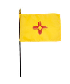 4 in. X 6 in. New Mexico Mounted on a 10 in. Black Staff with Gold Spear tip