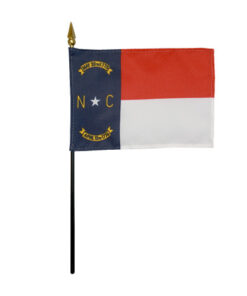 4 in. X 6 in. North Carolina Mounted on a 10 in. Black Staff with Gold Spear tip