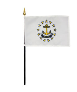 4 in. X 6 in. Rhode Island Mounted on a 10 in. Black Staff with Gold Spear tip