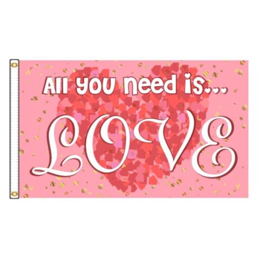 All You Need Is Love 3'x5' Flag is printed on heavy-duty nylon