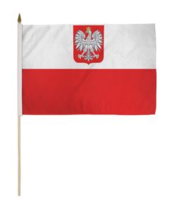 POLAND EAGLE 12X18 INCH HANDHELD STICK FLAG