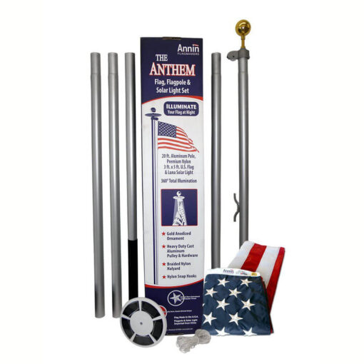 Anthem 20' Flagpole Kit, Anthem Ground Set Residential 20 ft. Flagpole Kit with Solar Light