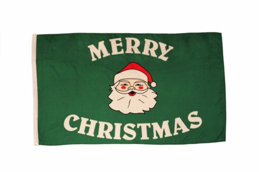 Santa Claus Merry Christmas Green 3'x5' screen-printed Polyester Holidays Flag