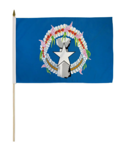 12x18 inch Northern Marianas handheld flags are mounted on a 24-inch wooden stick with a golden plastic spear top