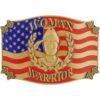 U.S. Flag Woman Worrier Belt Buckle Emblem